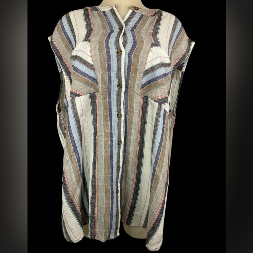 Republic Sleeveless Button Up Linen Blend Shirt Women’s 2X